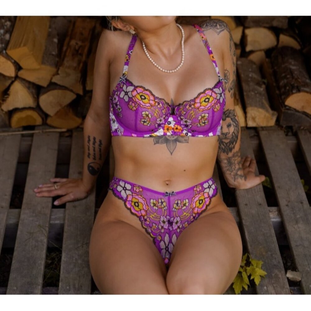 Savage x Fenty Rihanna Mod Poppy Balconette Bra Purple ( 30B )